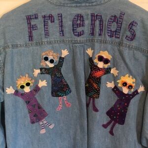 90's Embroidered Vintage Denim Long Sleeve Button Down Collared Shirt Medium